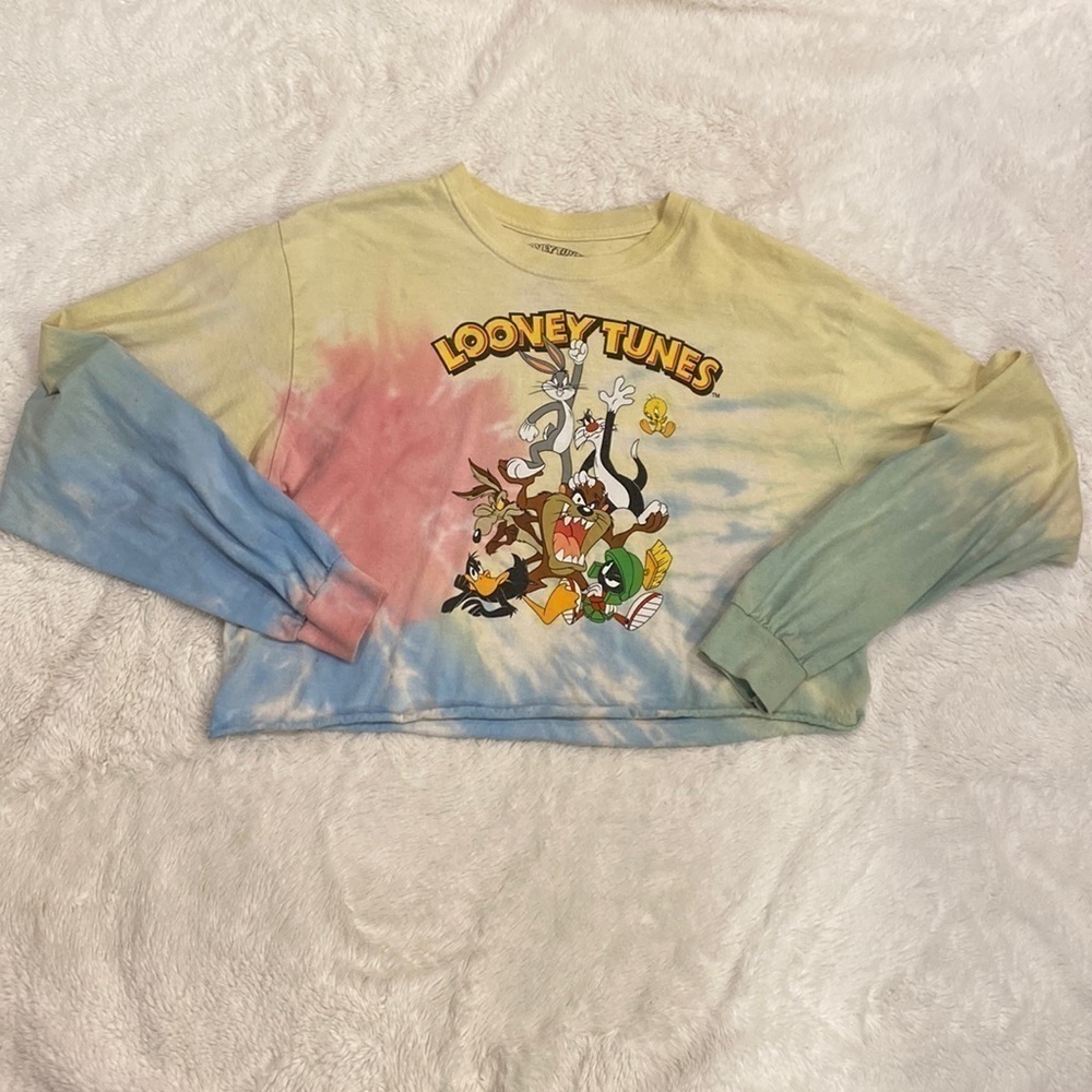 Looney tunes crop top tie dye long sleeve large